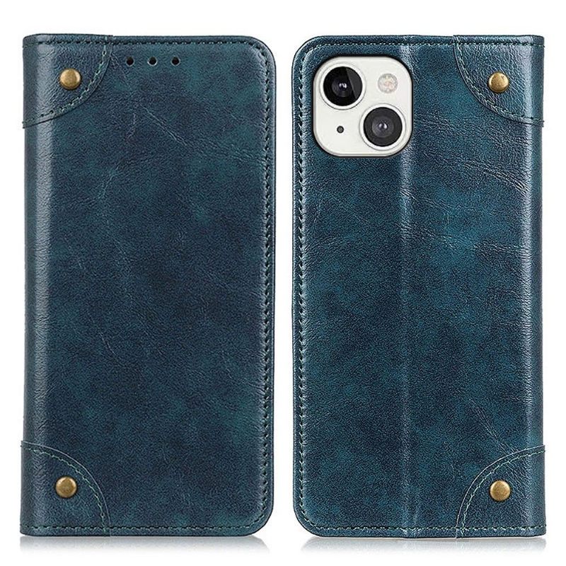 Cover voor iPhone 13 Simon Kunstleer Klinknagels