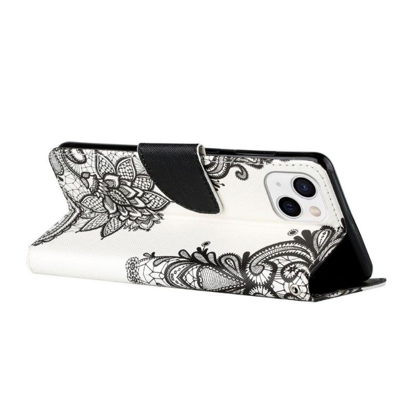 Folio-hoesje voor iPhone 13 Kant Bloemen