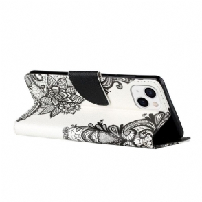 Folio-hoesje voor iPhone 13 Kant Bloemen