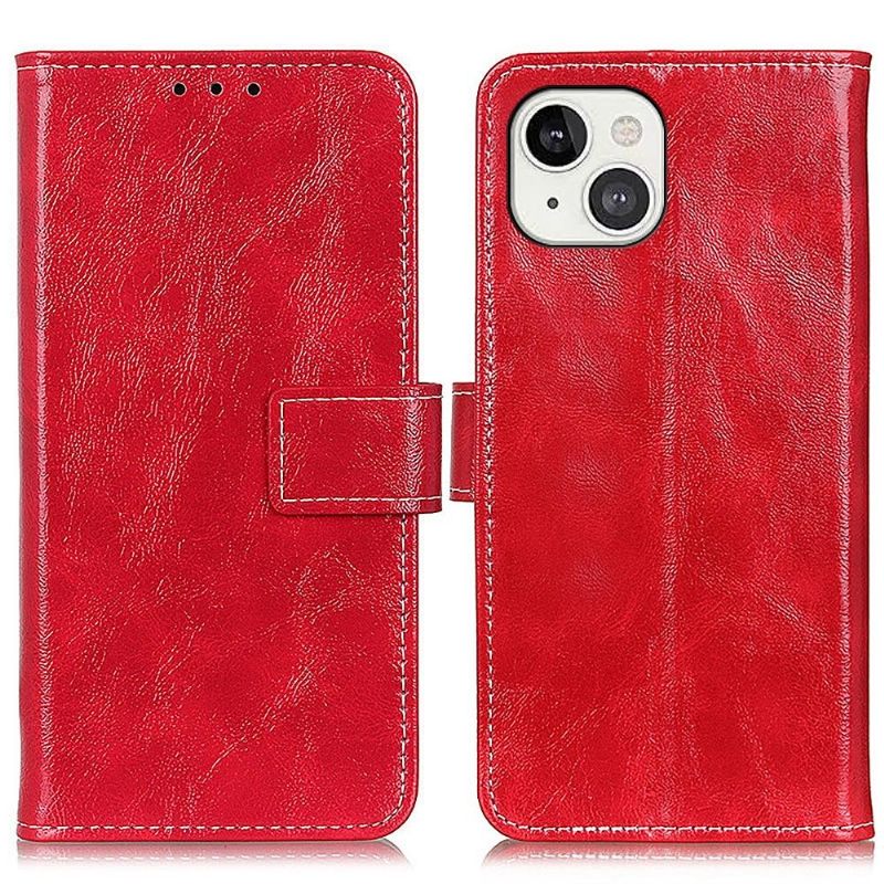 Folio-hoesje voor iPhone 13 Luxe Stiksels Met Leereffect