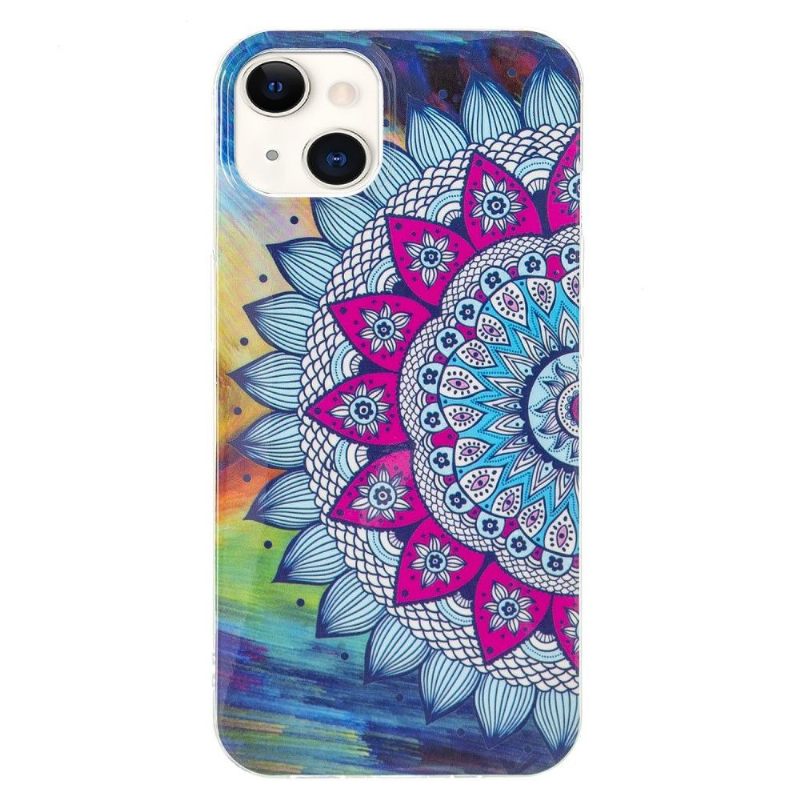 Hoesje voor iPhone 13 Fluorescerende Kleurrijke Mandala