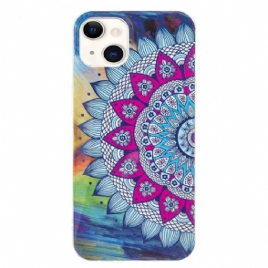 Hoesje voor iPhone 13 Fluorescerende Kleurrijke Mandala