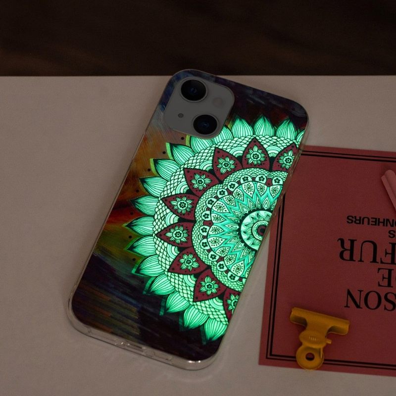 Hoesje voor iPhone 13 Fluorescerende Kleurrijke Mandala