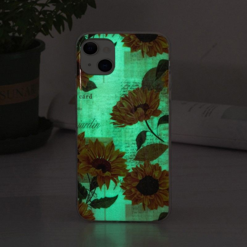 Hoesje voor iPhone 13 Vintage Zonnebloem Fluorescerend