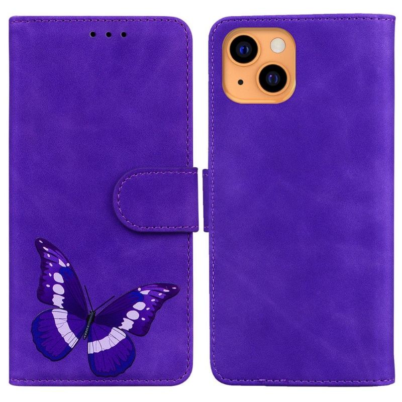 Leren Hoesje voor iPhone 13 Bescherming Hoesje Kleurrijke Vlinderbescherming