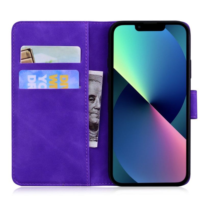 Leren Hoesje voor iPhone 13 Bescherming Hoesje Kleurrijke Vlinderbescherming