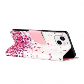 Leren Hoesje voor iPhone 13 Hartpatronen