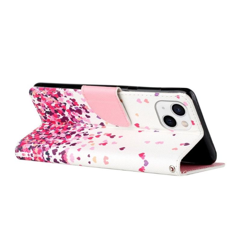 Leren Hoesje voor iPhone 13 Hartpatronen