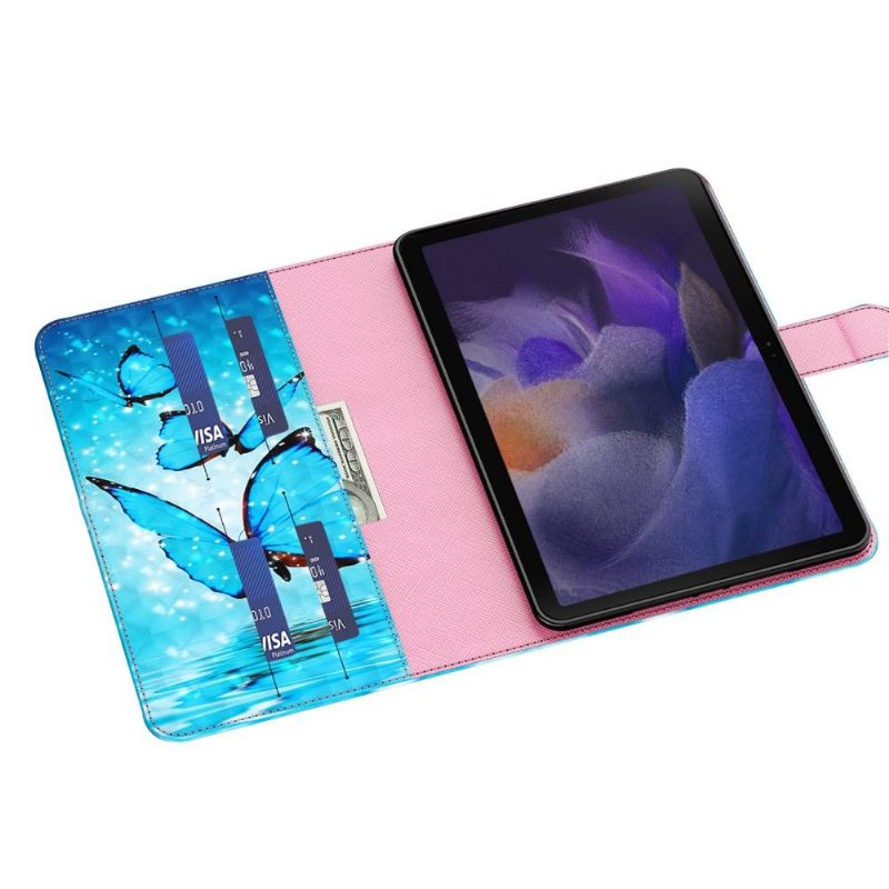 Samsung Galaxy Tab A8 (2021) Cover Glinsterende Blauwe Vlinders