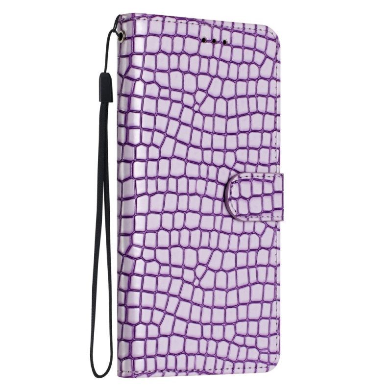 Flip Case voor iPhone 15 Plus Krokodilstijl Met Riem