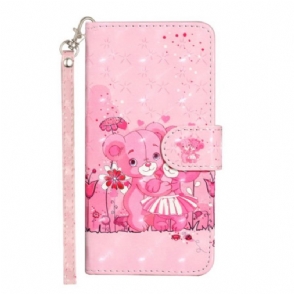 Folio-hoesje voor iPhone 15 Plus Met Ketting 3d Teddyberen Met Riem