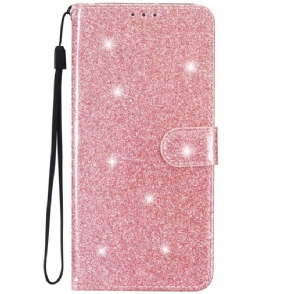 Folio-hoesje voor iPhone 15 Plus Met Ketting Glittereffect Met Riempje