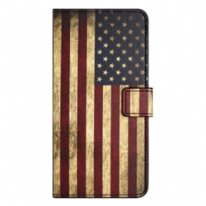 Folio-hoesje voor iPhone 15 Plus Vintage Amerikaanse Vlag