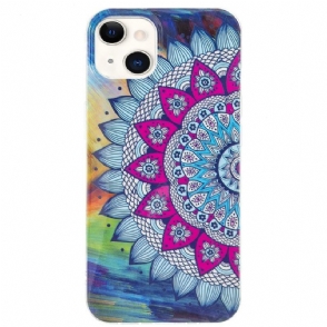 Telefoonhoesje voor iPhone 15 Plus Fluorescerende Mandala