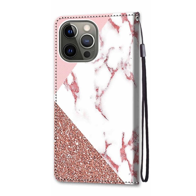 Folio-hoesje voor iPhone 13 Pro Max Glittermarmer