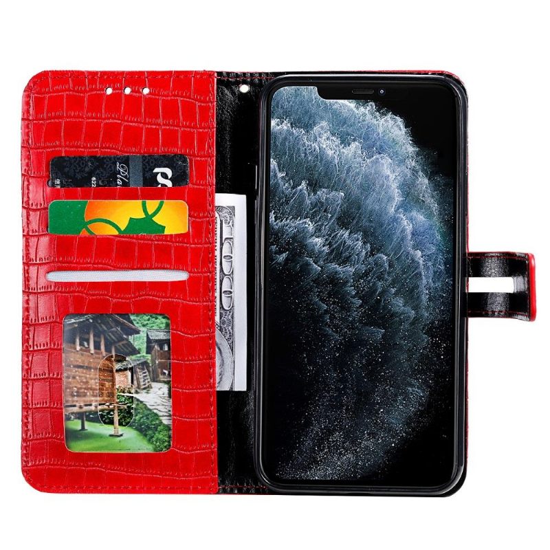 Folio-hoesje voor iPhone 13 Pro Max Leerstijl Met Krokodileffect