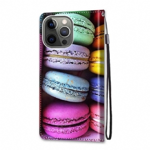 Folio-hoesje voor iPhone 13 Pro Max Macarons