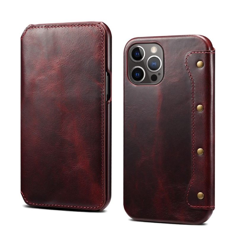 Folio-hoesje voor iPhone 13 Pro Max Vintage Leer