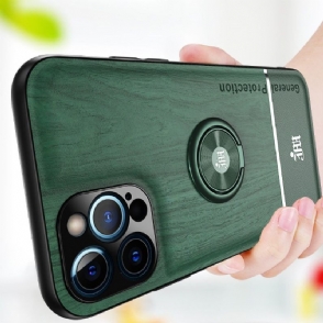 Hoesje voor iPhone 13 Pro Max Anti-fall Houtstijl Met Ring