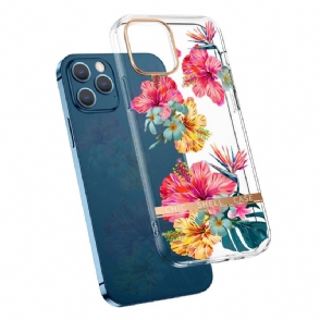 Hoesje voor iPhone 13 Pro Max Anti-fall Transparant Gekleurde Bloemen