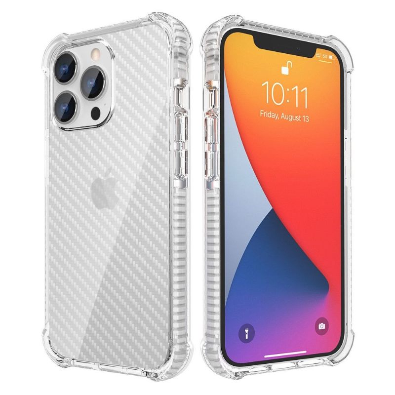 Hoesje voor iPhone 13 Pro Max Heldere Koolstofvezel