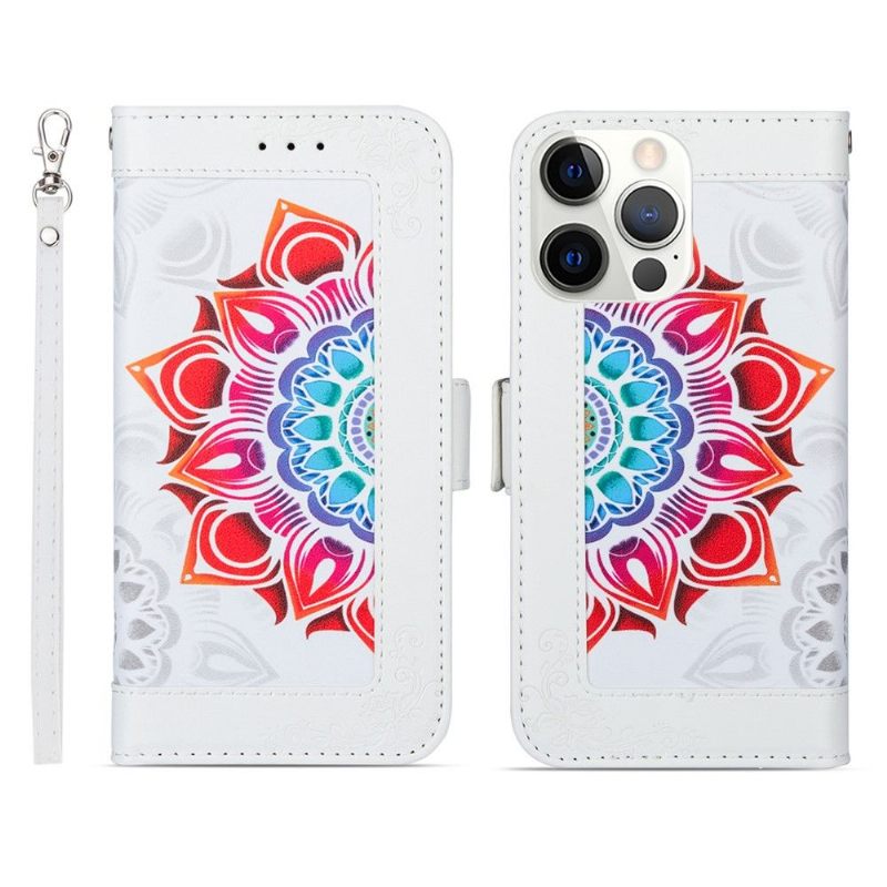 Leren Hoesje voor iPhone 13 Pro Max Kleurrijke Mandala Dame