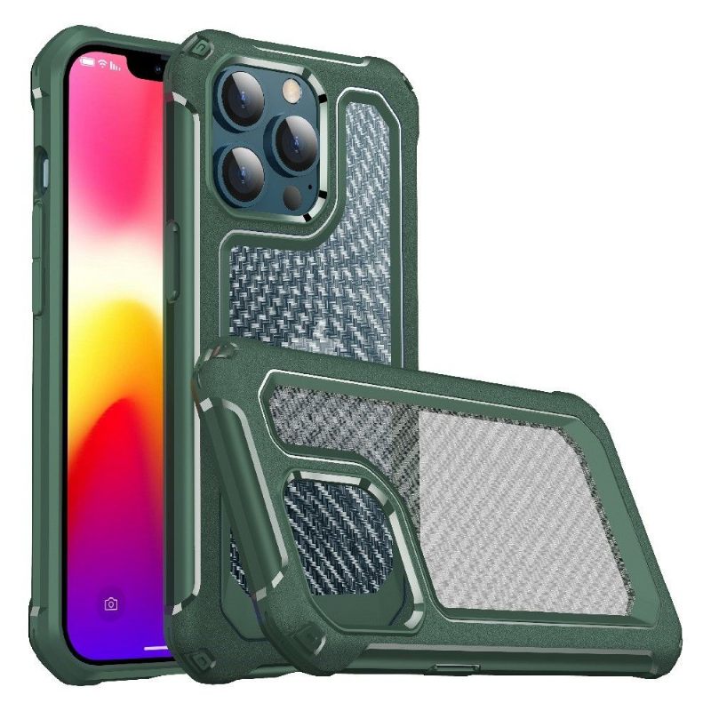 Telefoonhoesje voor iPhone 13 Pro Max Bescherming Doorzichtige Koolstofvezelstijl