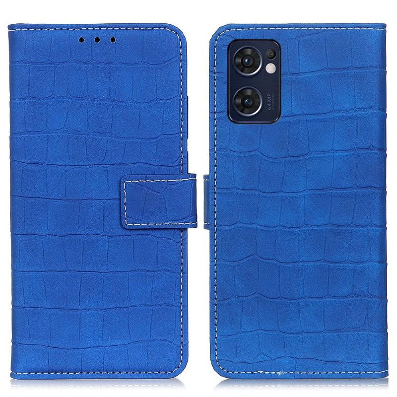 Folio-hoesje voor Oppo Find X5 Lite Croco-look Stiksels