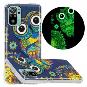 Hoesje voor Xiaomi Redmi Note 10 / 10S Fluorescerende Uil Mandala