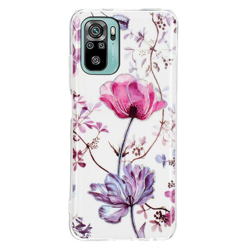 Hoesje voor Xiaomi Redmi Note 10 / 10S Gemarmerde Bloemen