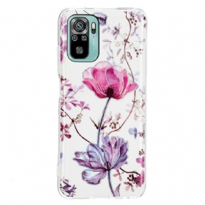 Hoesje voor Xiaomi Redmi Note 10 / 10S Gemarmerde Bloemen