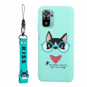 Hoesje voor Xiaomi Redmi Note 10 / 10S Hond Met Lanyard Kiss