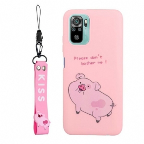 Hoesje voor Xiaomi Redmi Note 10 / 10S Varken Met Lanyard Kiss