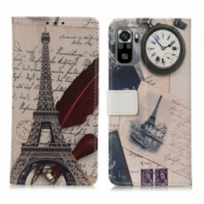 Leren Hoesje voor Xiaomi Redmi Note 10 / 10S Dichters Eiffeltoren