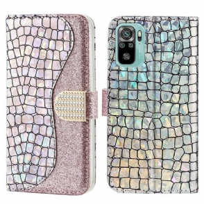 Leren Hoesje voor Xiaomi Redmi Note 10 / 10S Krokodil Diamanten