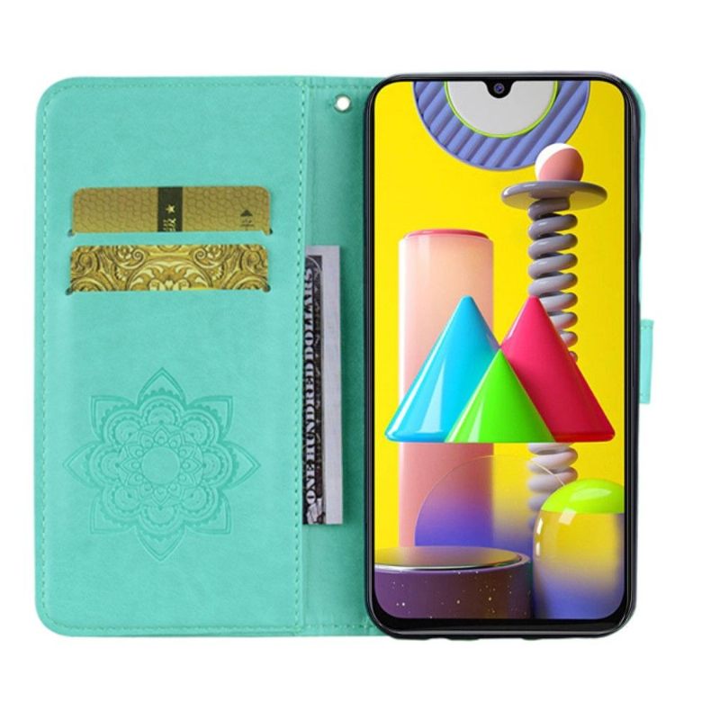 Leren Hoesje voor Samsung Galaxy M31 Uil Met Reliëf