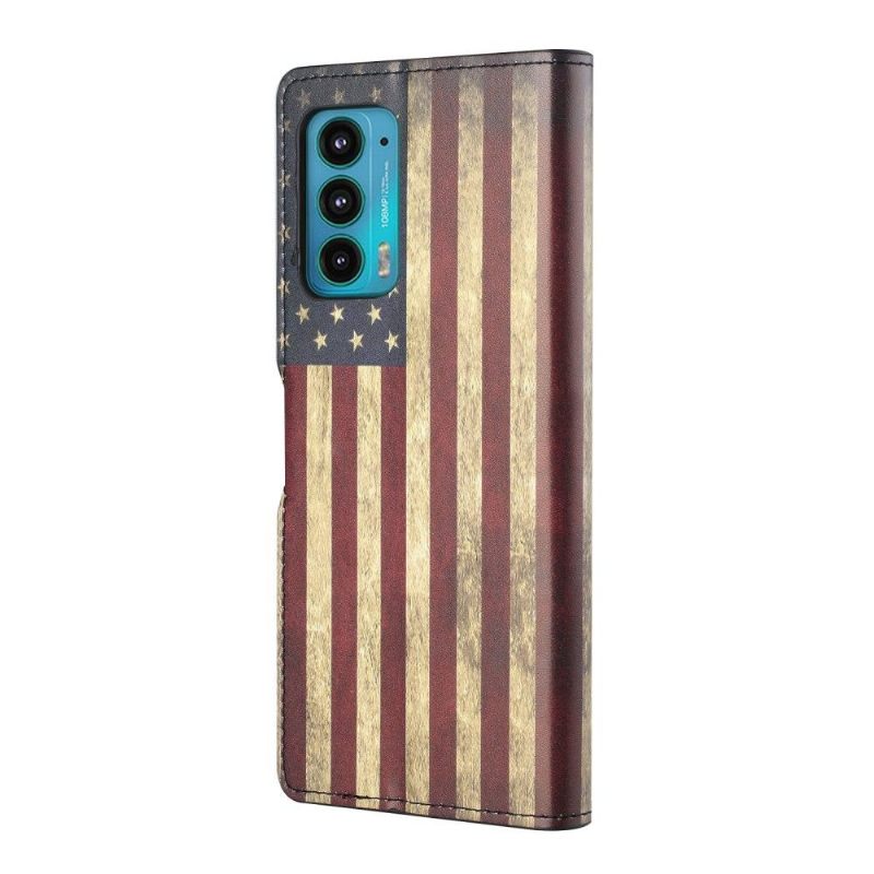 Folio-hoesje voor Motorola Edge 20 Vintage Amerikaanse Vlag