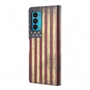 Folio-hoesje voor Motorola Edge 20 Vintage Amerikaanse Vlag