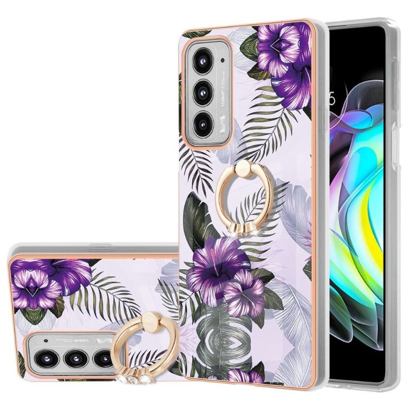 Hoesje voor Motorola Edge 20 Exotische Bloemen Met Ring