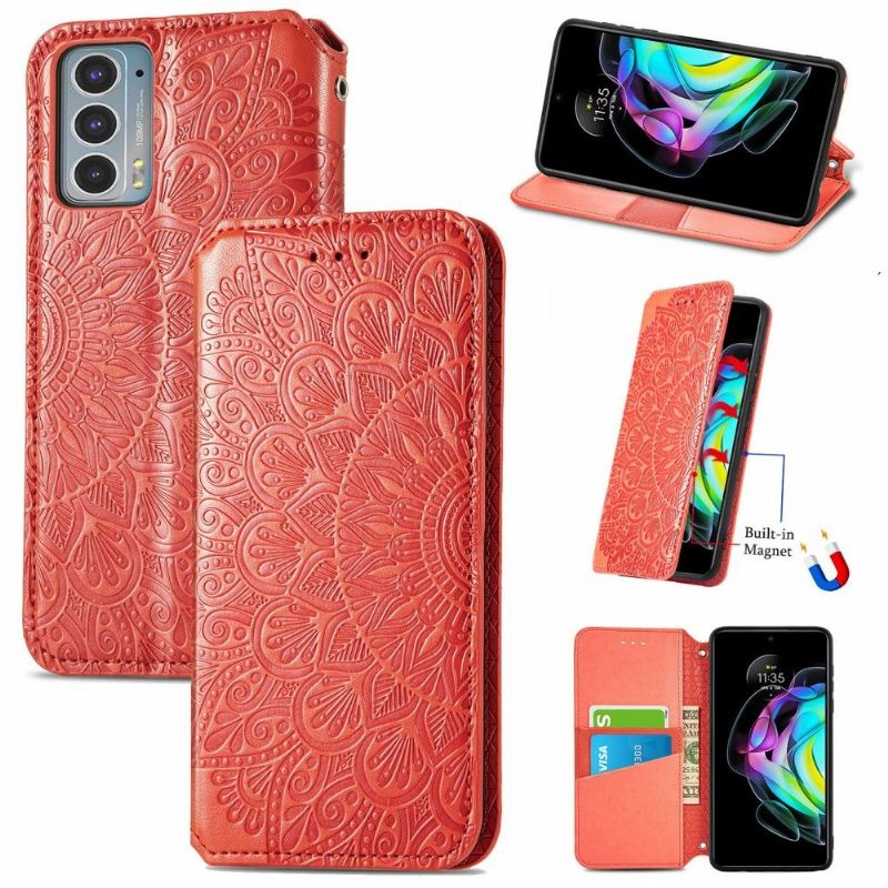 Leren Hoesje voor Motorola Edge 20 Folio-hoesje Flip Chic Mandala