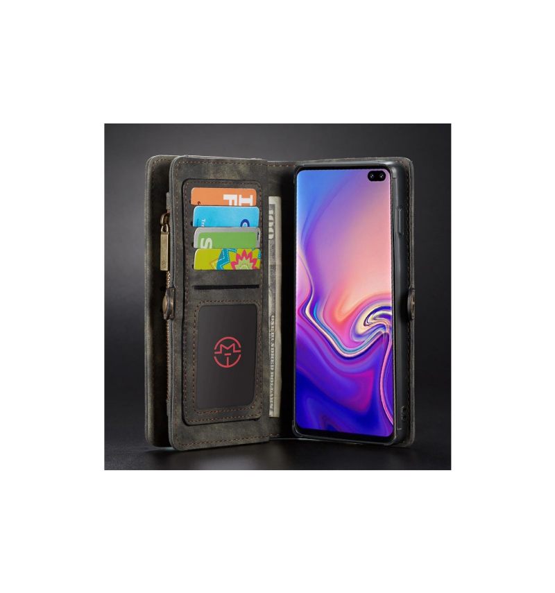 Hoesje Cover voor Samsung Galaxy S10 Portemonnee Leren En Zwarte Behuizing