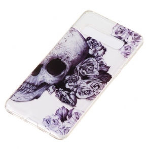 Hoesje voor Samsung Galaxy S10 Transparante Schedel Bloemen