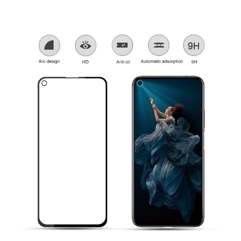 Honor 20 Pro - Schermbeschermer Van Gehard Glas Op Ware Grootte - Zwart