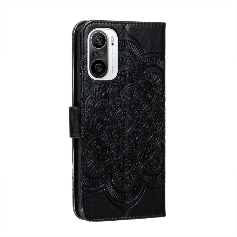 Cover voor Xiaomi Mi 11i / Poco F3 Anti-fall Folio-hoesje Bloemenmandala Met Riem