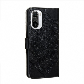 Cover voor Xiaomi Mi 11i / Poco F3 Anti-fall Folio-hoesje Bloemenmandala Met Riem