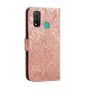 Folio-hoesje voor Huawei P Smart 2020 Chique Kant Bloem - Rose Goud