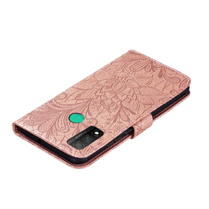 Folio-hoesje voor Huawei P Smart 2020 Chique Kant Bloem - Rose Goud