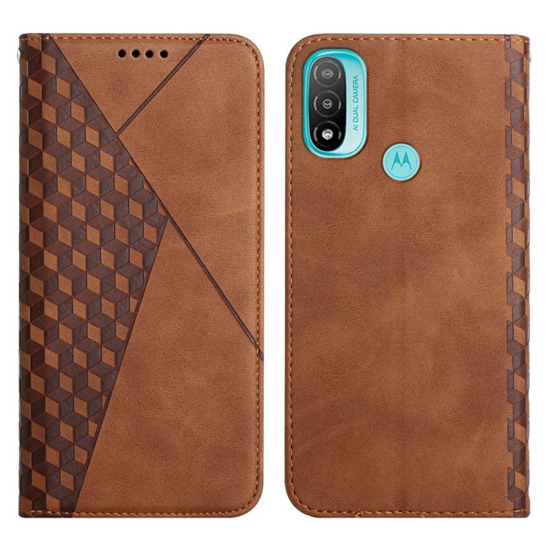 Bescherming Hoesje voor Moto E40 / E30 / E20 Folio-hoesje Geo Leereffect