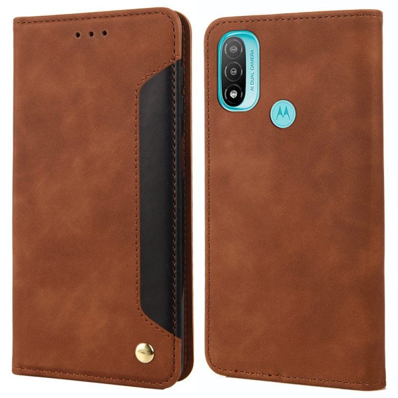 Bescherming Hoesje voor Moto E40 / E30 / E20 Folio-hoesje Tweekleurig Zakelijk Leereffect