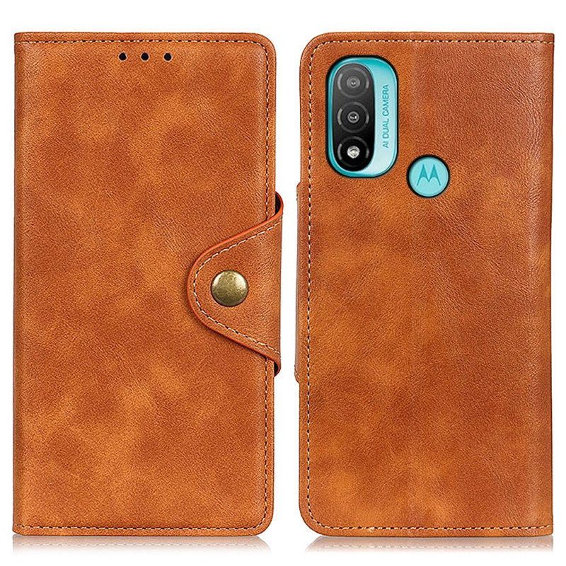 Flip Case voor Moto E40 / E30 / E20 Vintage Kunstleer En Knop